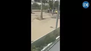 Rajan con una botella rota a un hombre en el paseo marítimo de Sant Antoni