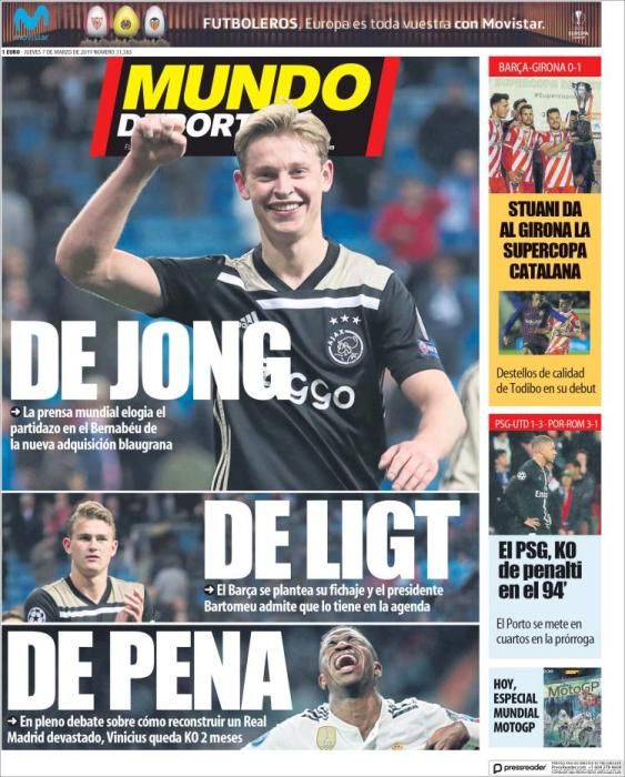 Portada MUNDO DEPORTIVO jueves 7 de marzo de 2019.