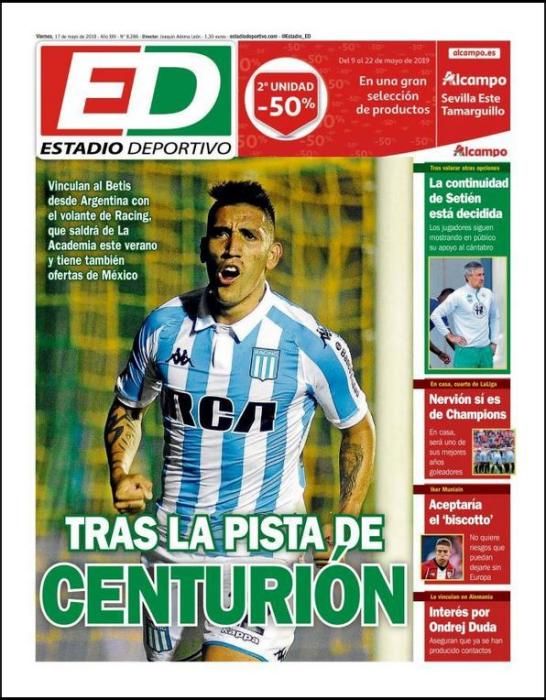 Portada ESTADIO DEPORTIVO viernes 17 de mayo 2019