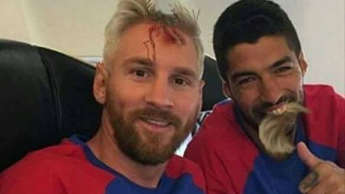 Messi y Suárez, en una de las bromas de 'Halloween'