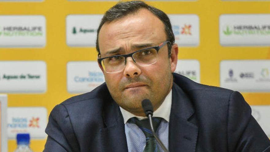 José Lucas Cruz, durante la presentación del acuerdo con el Club Baloncesto Gran Canaria el pasado mes de mayo.