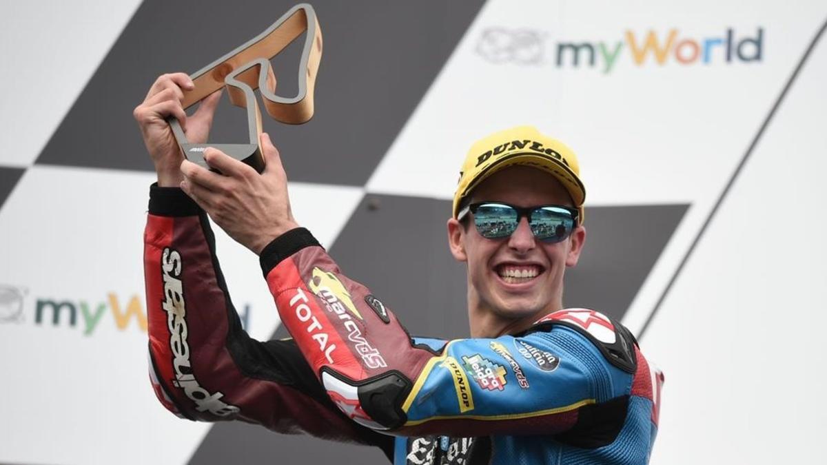 Àlex Márquez celebra su último podio en Moto2, el pasado domingo, en Spielberg (Austria).