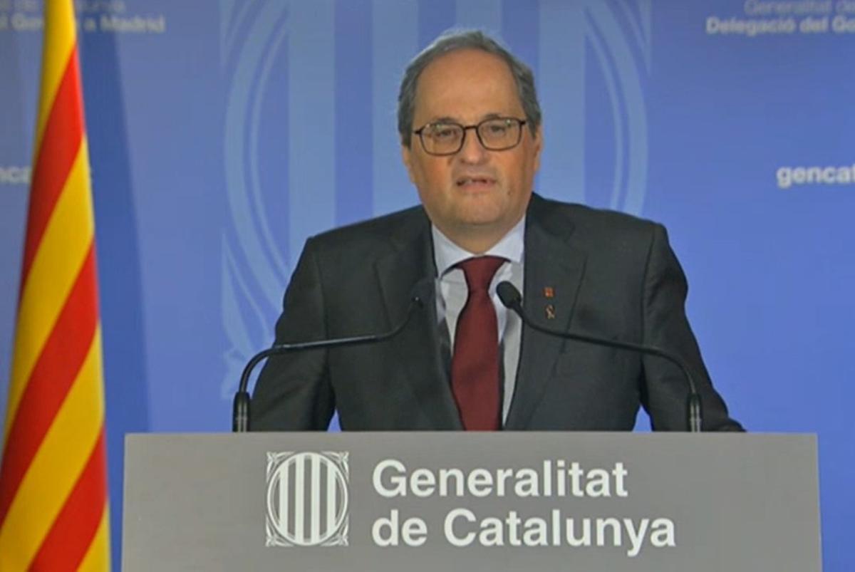 17/09/2020 El presidente de la Generalitat, Quim Torra, en una declaraciÃ³n institucional tras la vista en el Tribunal Supremo.