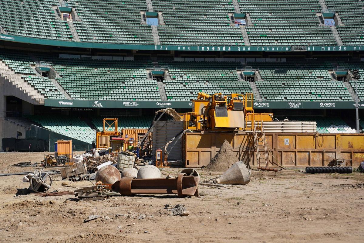 Trabajos de construcción del nuevo estadio Benito Villamarín, del Real Betis