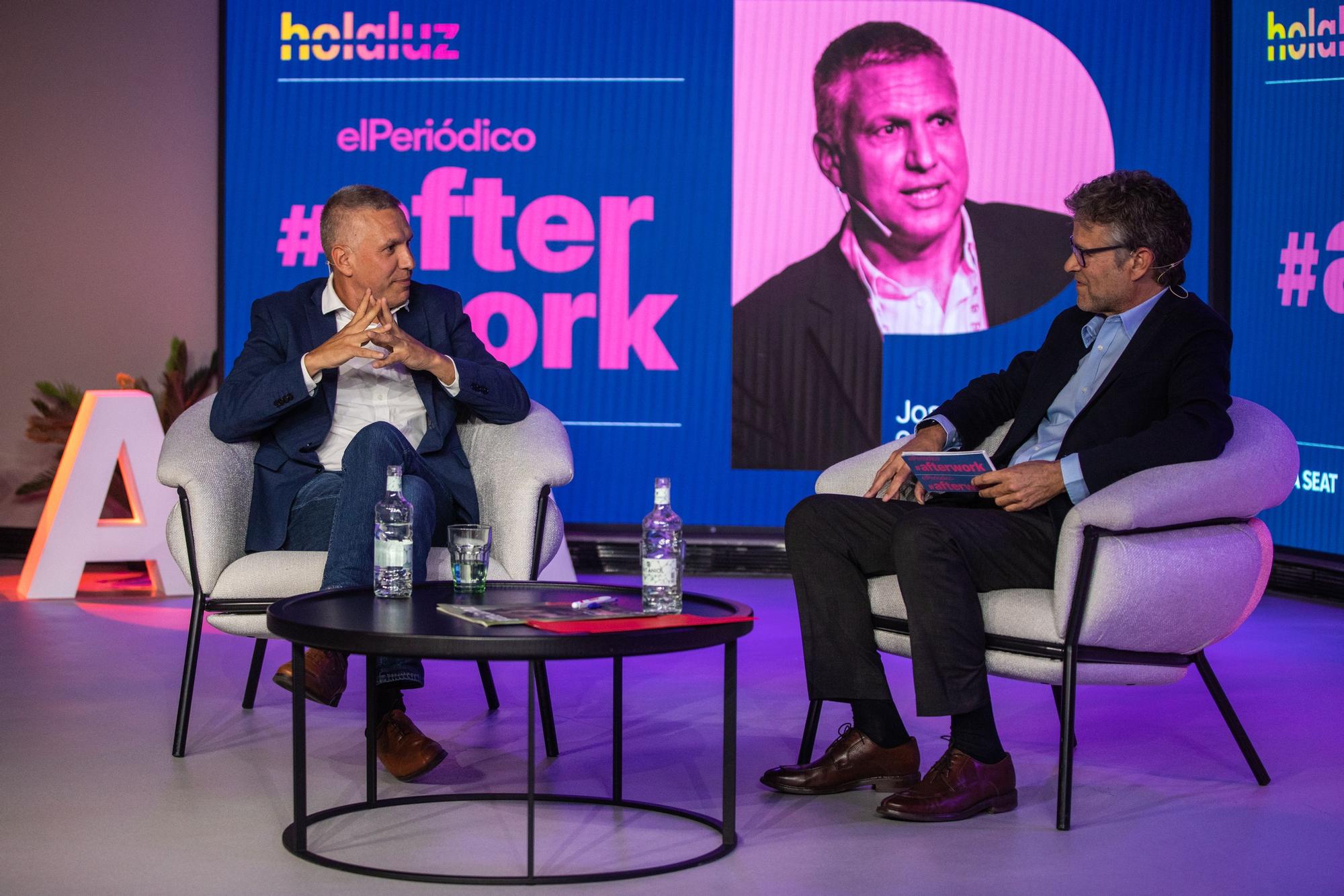 Josep Ametller, cofundador y consejero delegado de Ametller Origen, conversa con Joan Vehils, director de relaciones institucionales de Prensa Ibérica, en un 'afterwork' de EL PERIÓDICO