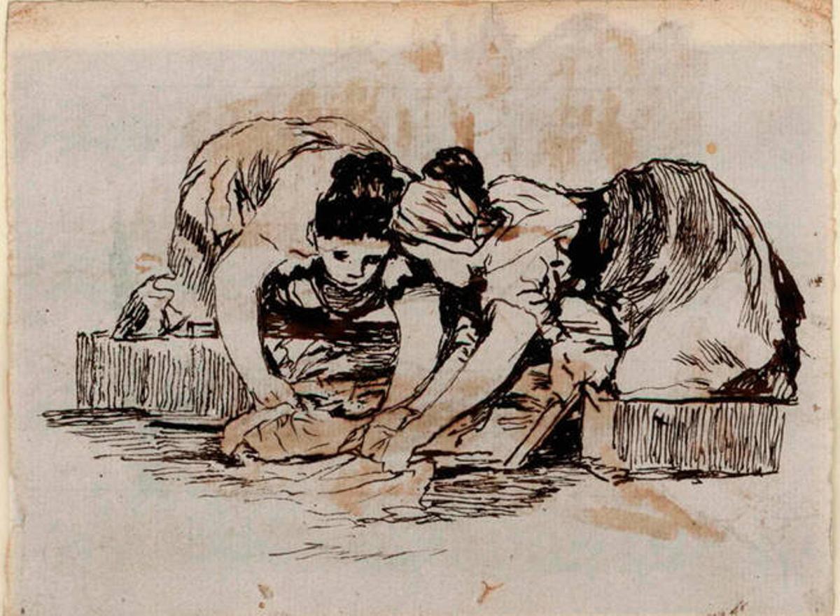 Francisco de Goya y Rosario Weiss, "Mujeres lavando" (1821-1824). Biblioteca Nacional de España