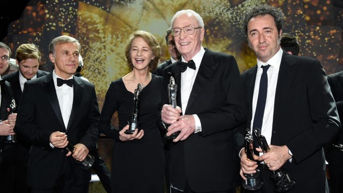 Charlotte Rampling, Michael Cane, Paolo Sorrentino y Christoph Waltz con sus premios EFA 2015