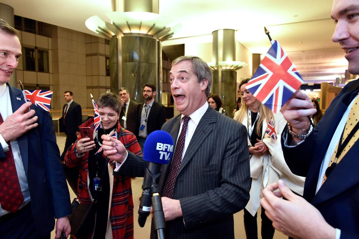 Nigel Farage el día que el Parlamento Europea ratificó del acuerdo del Brexit en enero del año pasado.