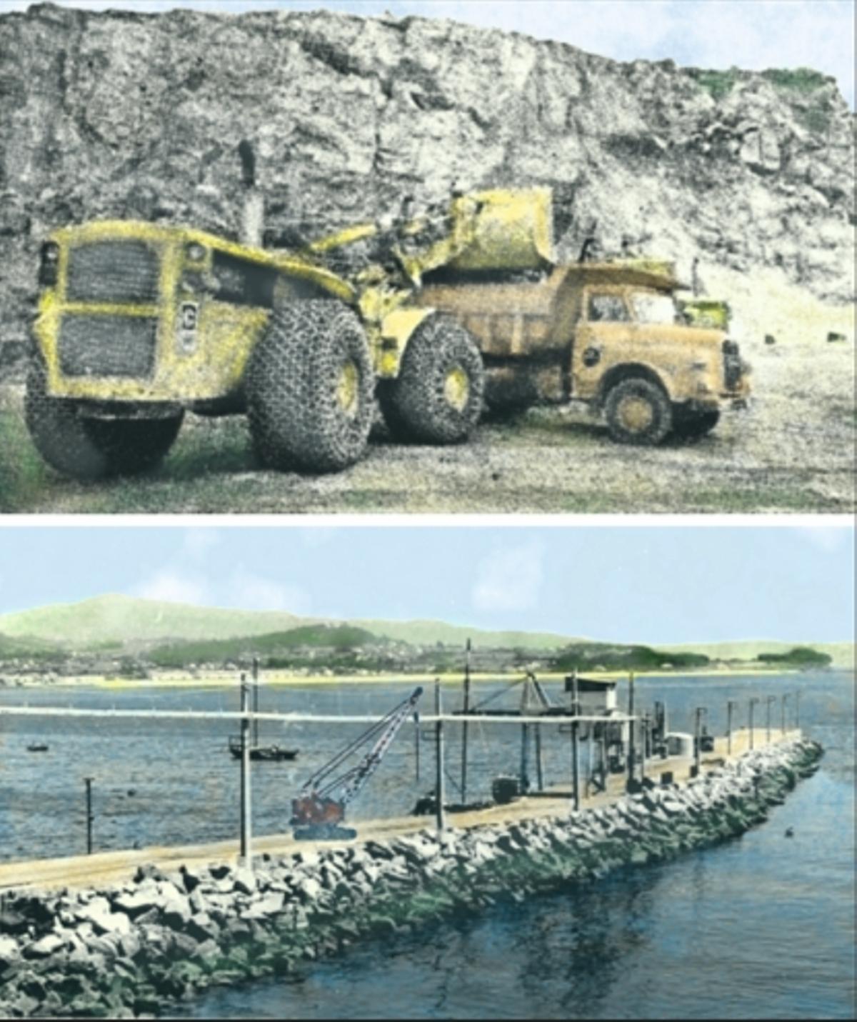 Extracción de pedra en Baralonga e novo espigón.
