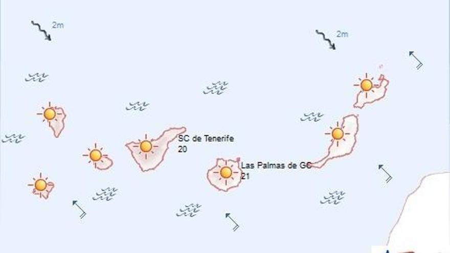 Cielos despejados y viento del sudeste en Canarias