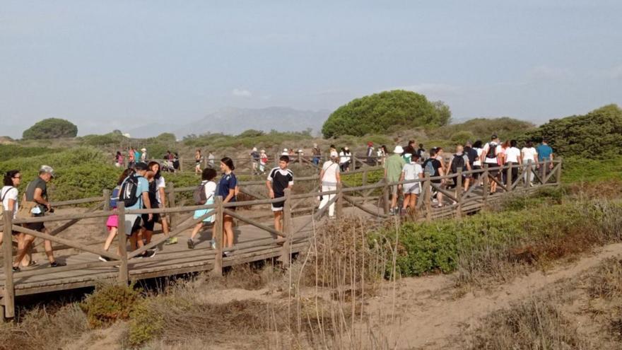 Participantes en la caminata, en un momento del recorrido.