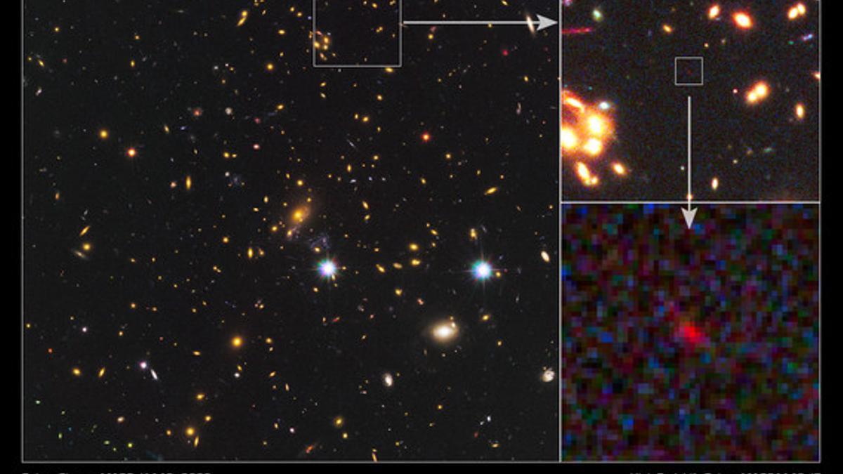 Imágenes de la galaxia remota recién detectada.