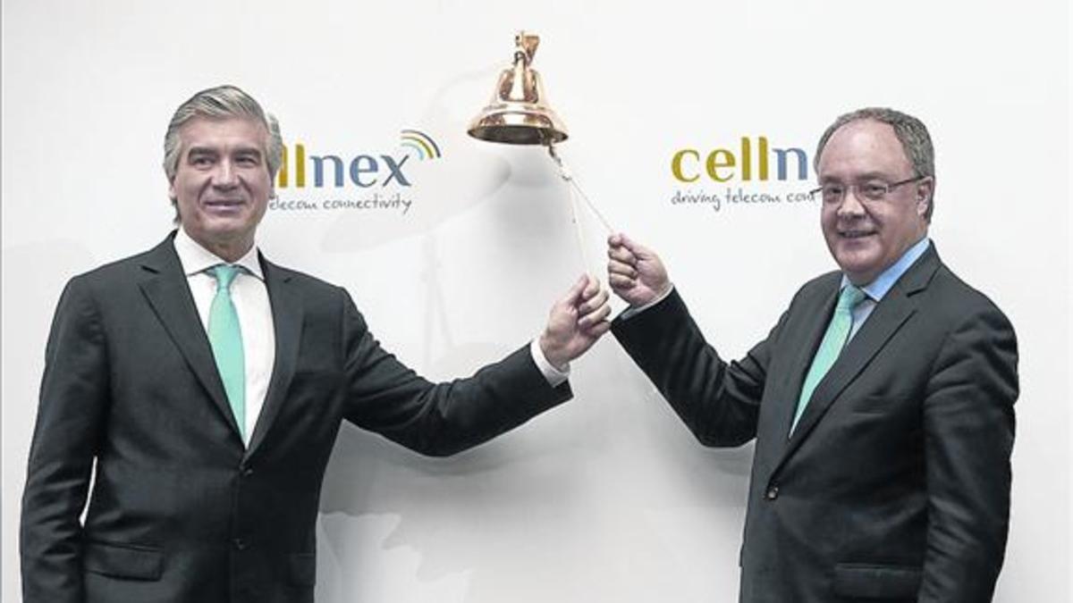 Empresa ganadora 8 Reynés y Tobías Martínez, director general, en la salida a bolsa de Cellnex.