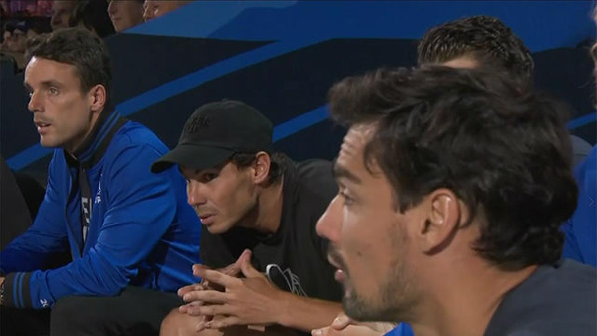 Así sufrió Rafa Nadal viendo el partido de Federer
