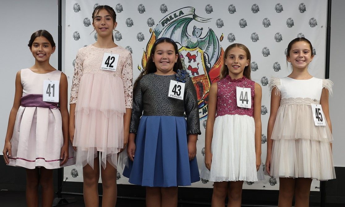 Sara Mesa Rodriguez (Barrio de San Jose), Aitana Arques Pastor (Pintor Domingo-Guillem de Castro), Prados Desamparados Santos Ramos (Suïssa-Alquería del Favero), Alba Garrigues Torvisco (Pintor Salvador Abril-Pedro III el Grande), Nuria Miñana Llopis (Pintor Salvador Abril-Peris y Valero)