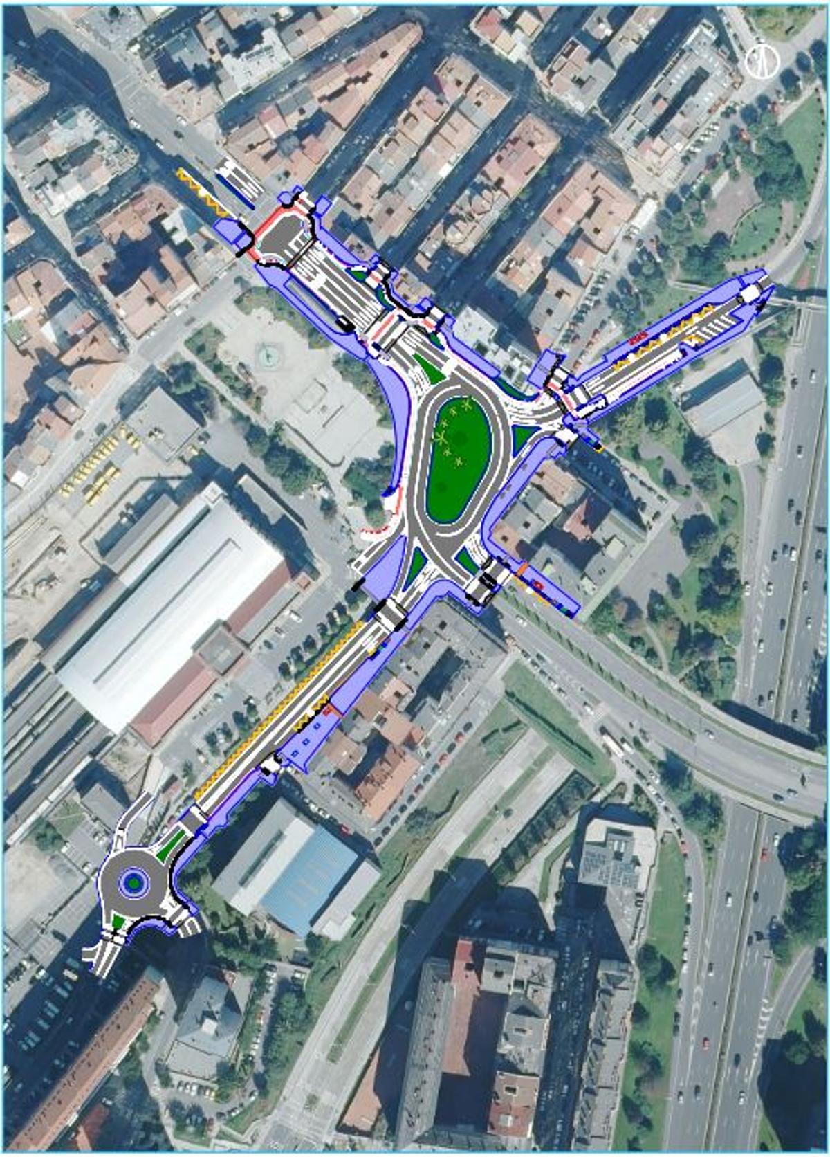Zona de actuación del Concello de A Coruña en la avenida do Ferrocarril