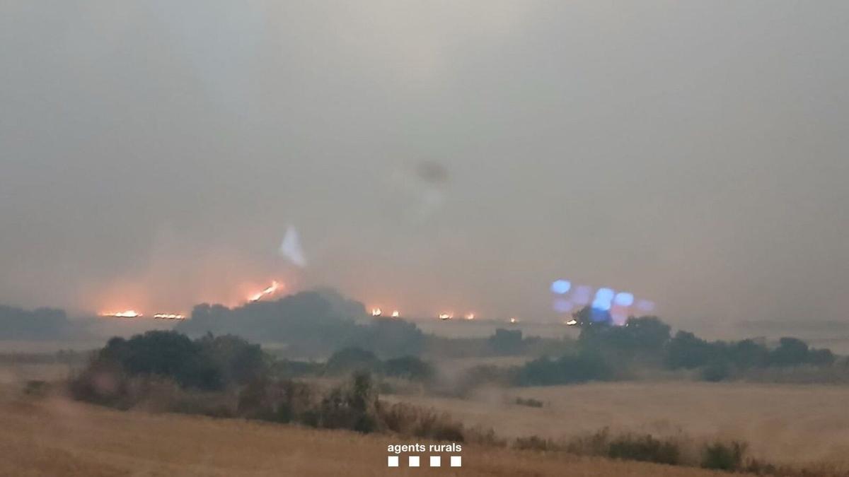 Incendio en la comarca de la Segarra (Lleida) que ha afectado más de 1.000 hectáreas. 