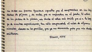 Detalle de la última página del manuscrito de ’El espíritu de la ciencia ficción’ de Roberto Bolaño. 