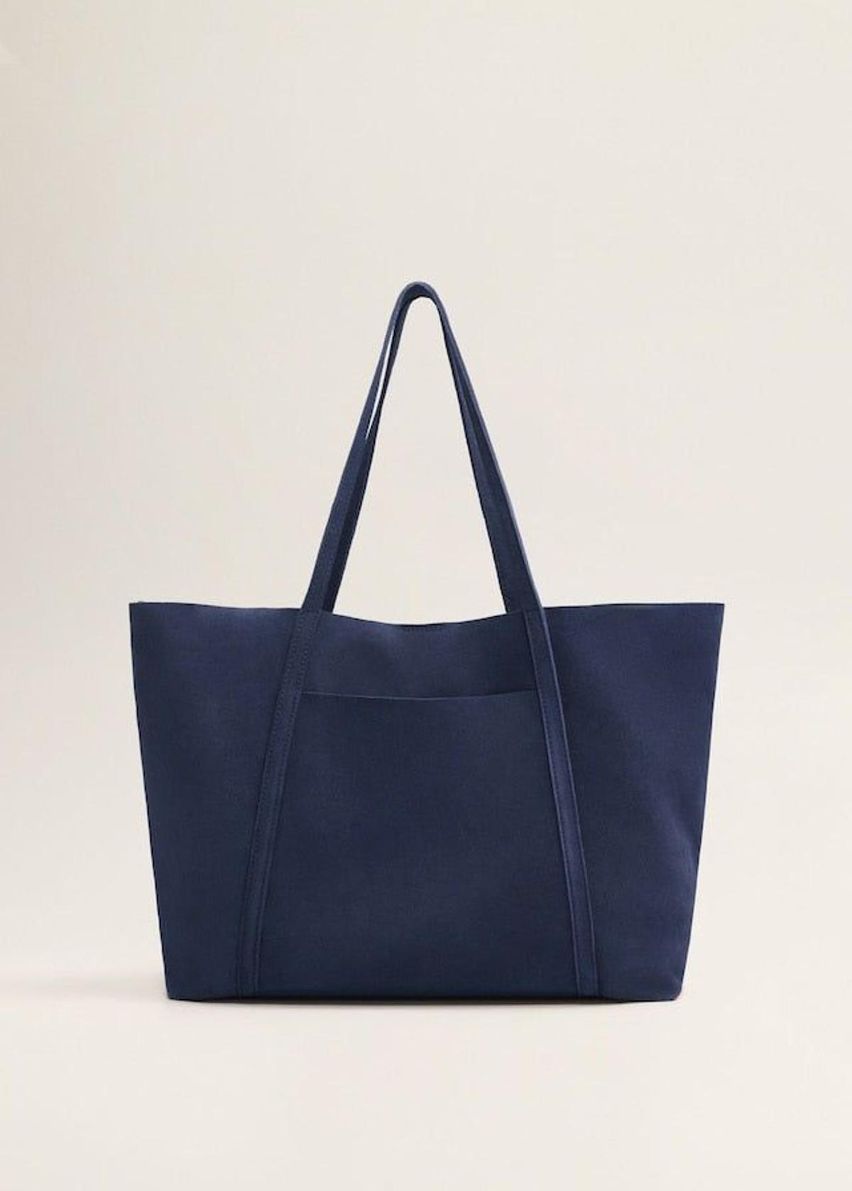 Bolso de piel azul de Mango