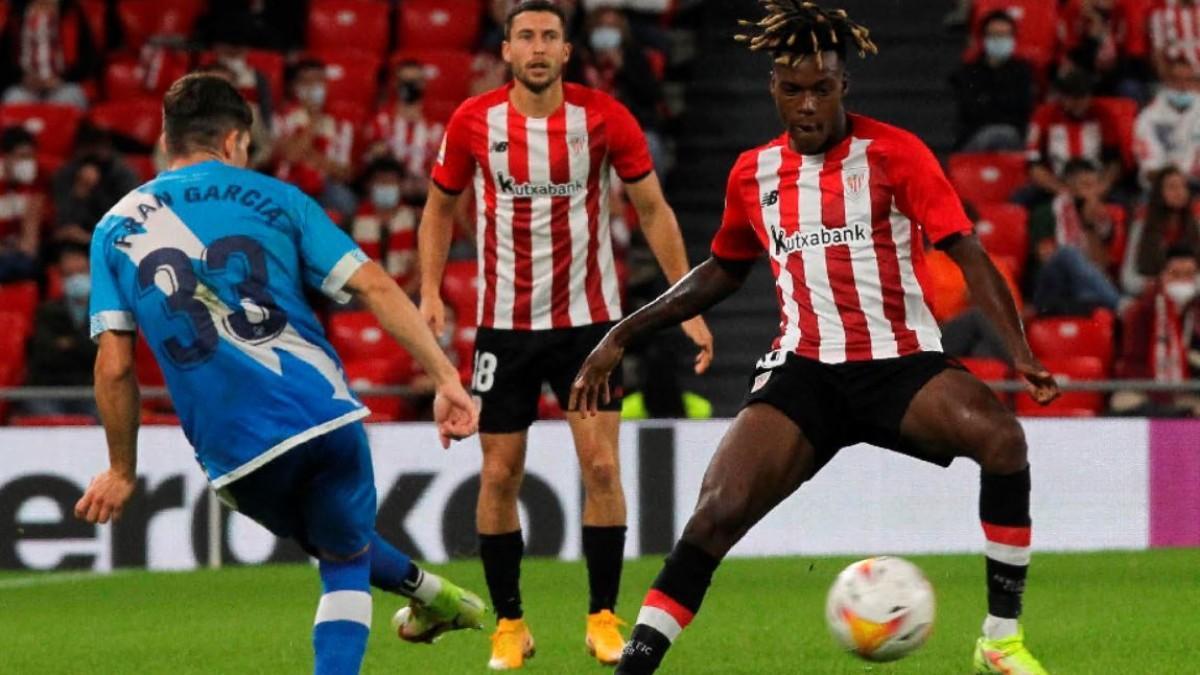 Fran García y Nico Williams en el partido de la primera vuelta