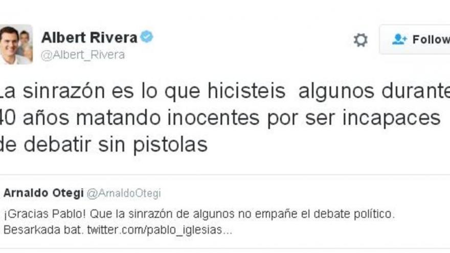 Ciudadanos carga contra Otegi y hurga en el apoyo que le da Unidos Podemos