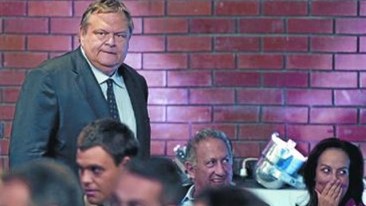 El ministro de Finanzas griego, Evangelos Venizelos, antes de su comparecencia de ayer, en Salónica.