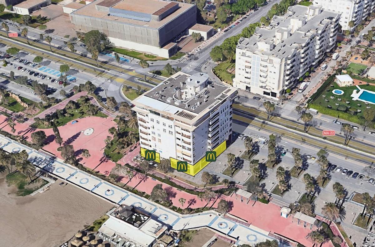 Una imagen de plano del espacio que ocupará el nuevo  McDonald´s que abrirá en la calle Pacífico, en Málaga capital.