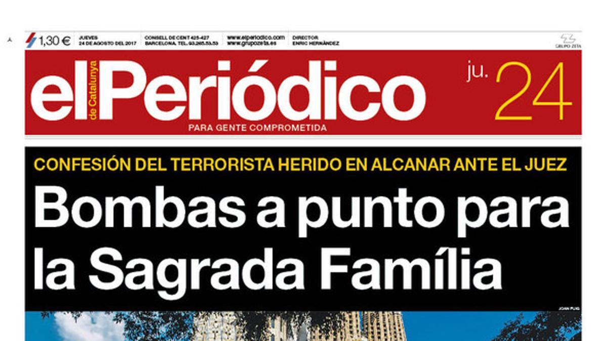 La portada de EL PERIÓDICO del jueves, 24 de agosto.