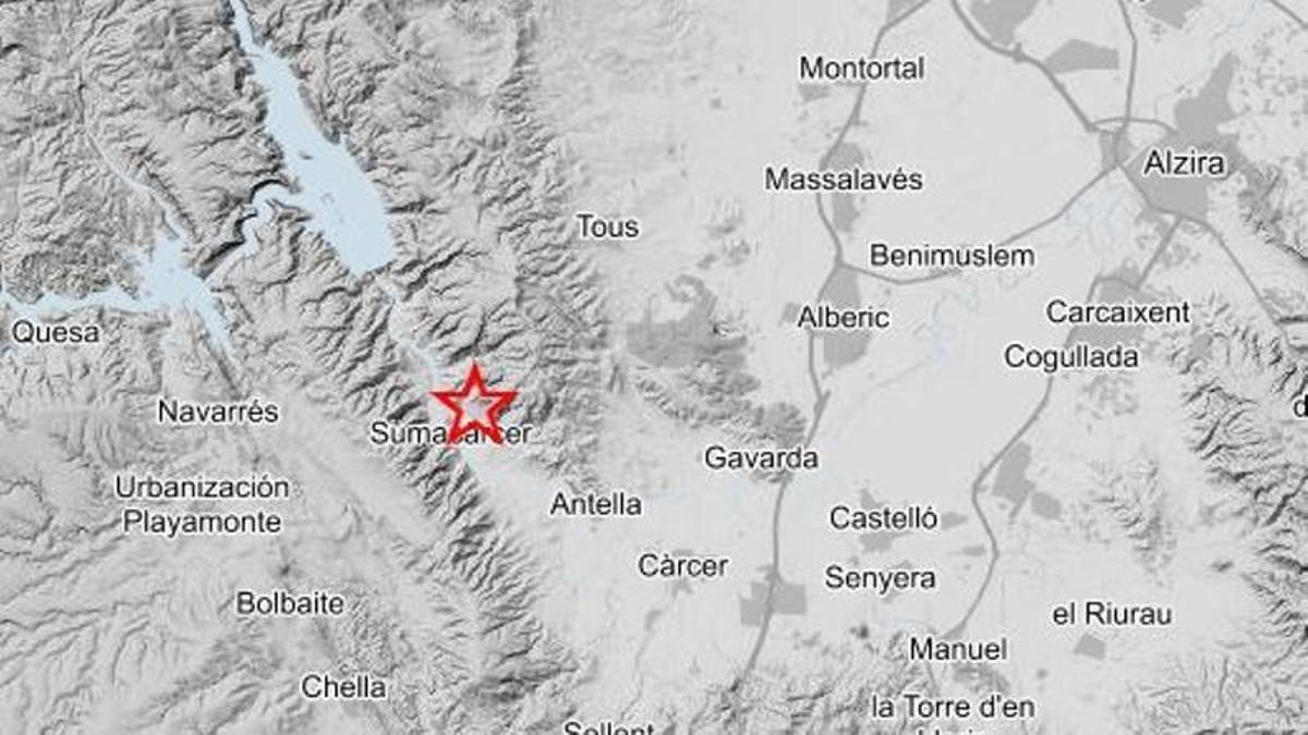 Localización del seísmo detectado por el IGN junto a Sumacàrcer.