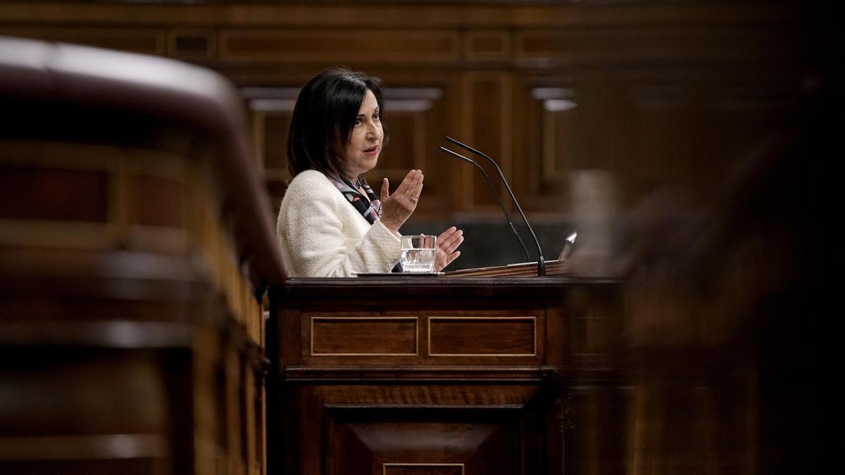 Margarita Robles, ministra de Defensa, en el Congreso de los Diputados. FOTO JOSÉ LUIS ROCA