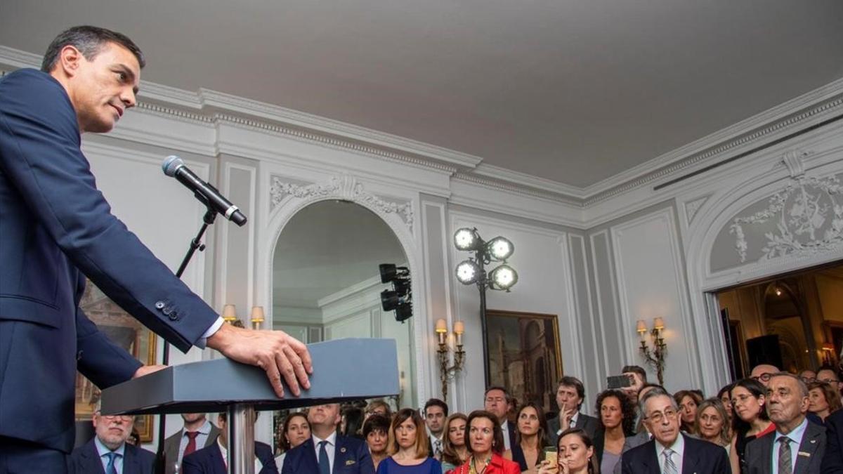 Pedro Sánchez en la embajada española en Nueva York.