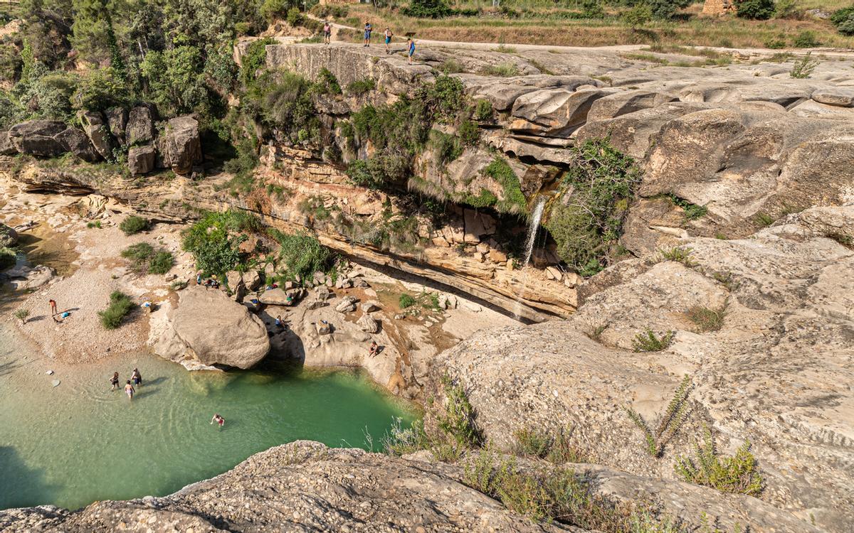 La cascada de La Portellada del río Tastavins, afluente del Matarraña
