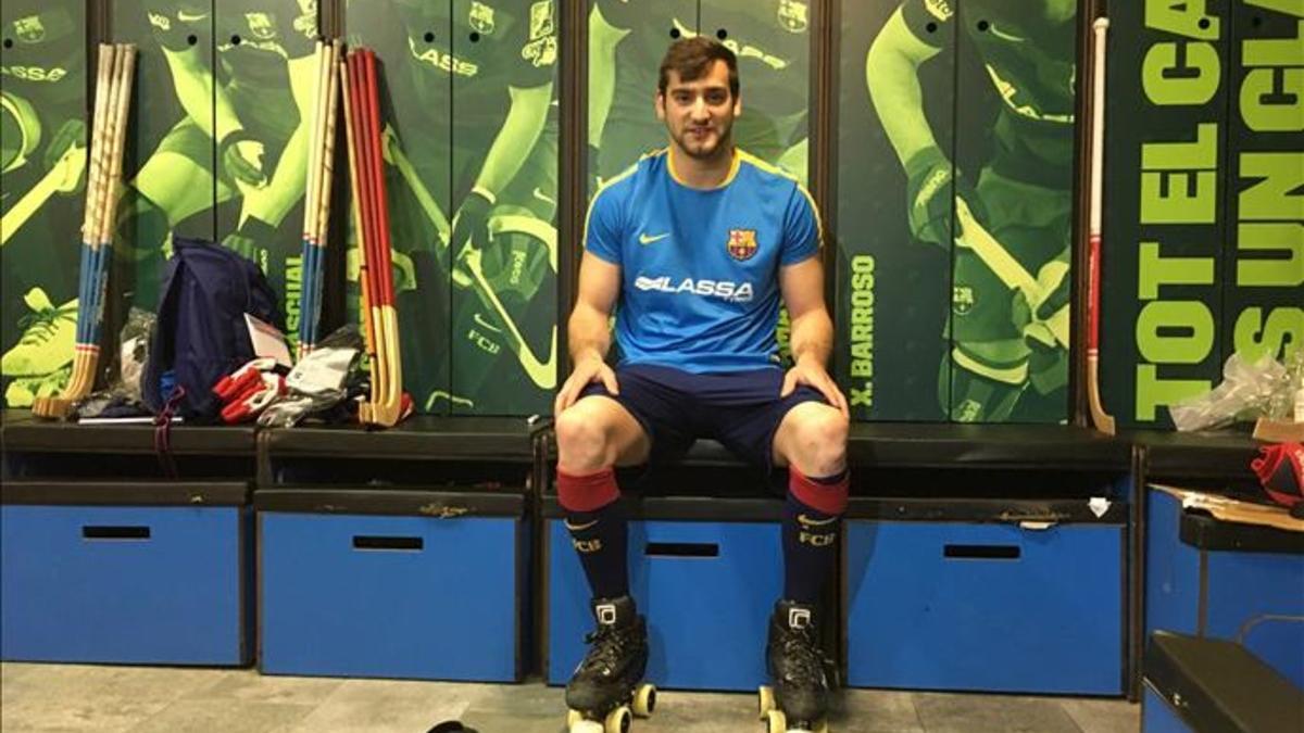 Edu Lamas volvió a patinar en el Palau Blaugrana cinco meses después de su lesión