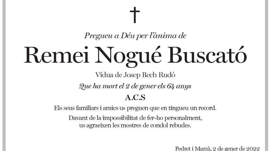 Esquela Remei Nogué Buscató