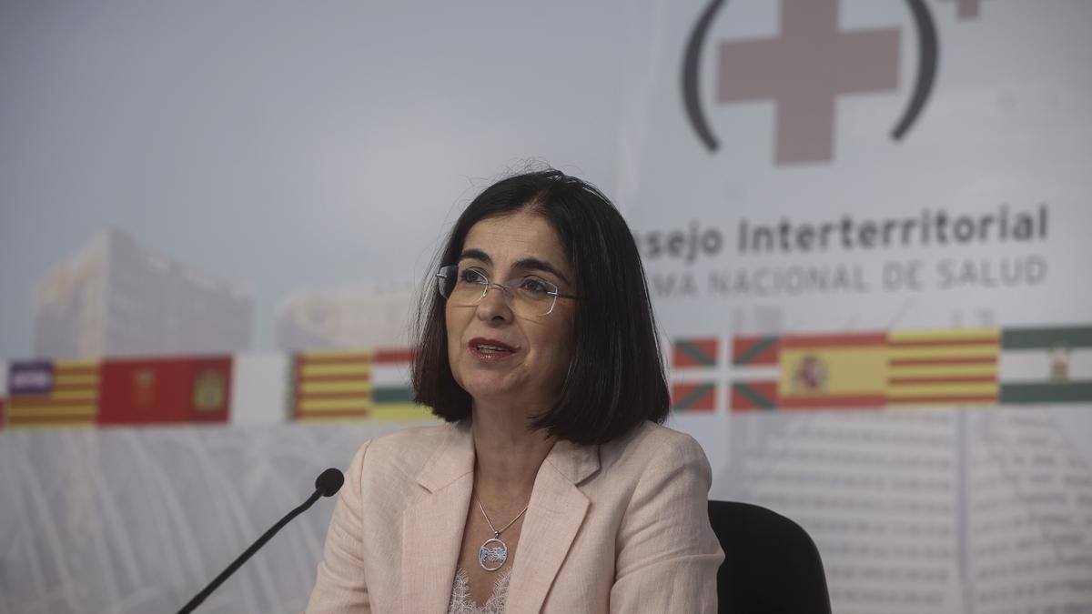 La ministra de Sanidad, Carolina Darias, comparece tras una reunión plenaria de carácter extraordinario del Consejo Interterritorial del SNS (CISNS), en el Palacio de la Generalitat Valenciana, a 15 de junio de 2022, en Valencia, Comunidad Valenciana (Esp