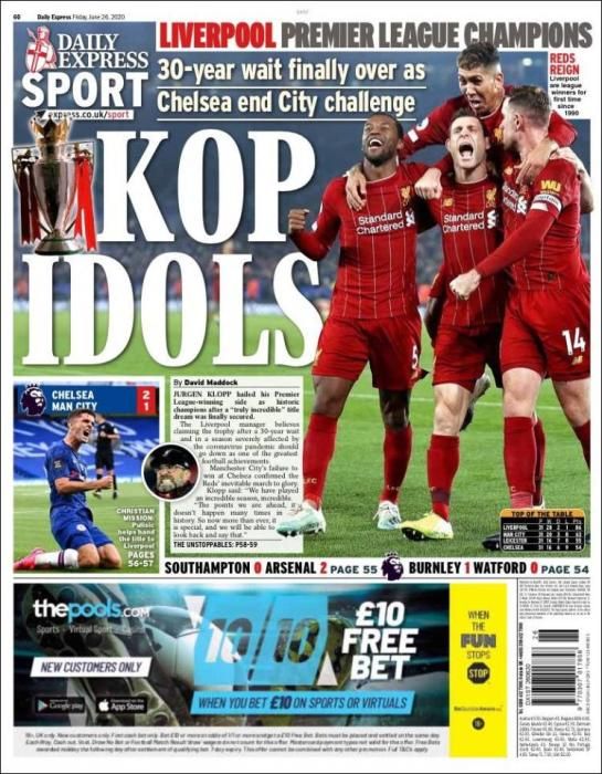 Portada EXPRESS SPORT viernes 26 junio 2020