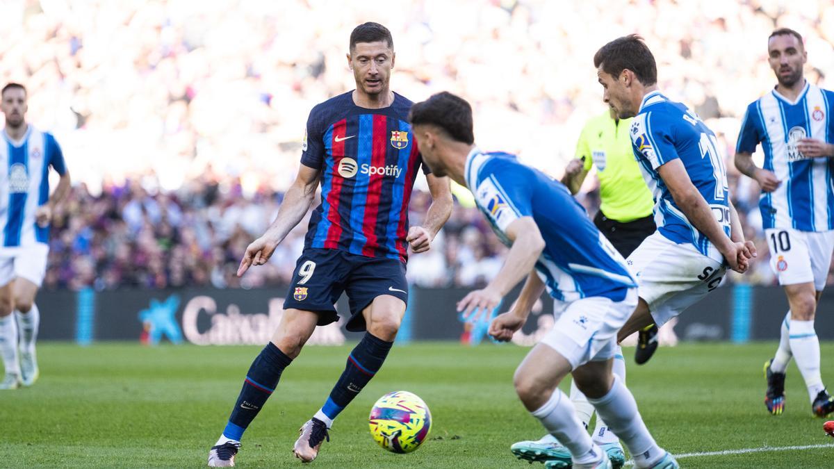 Robert Lewandowski, durante el Barcelona-Espanyol del pasado sábado.