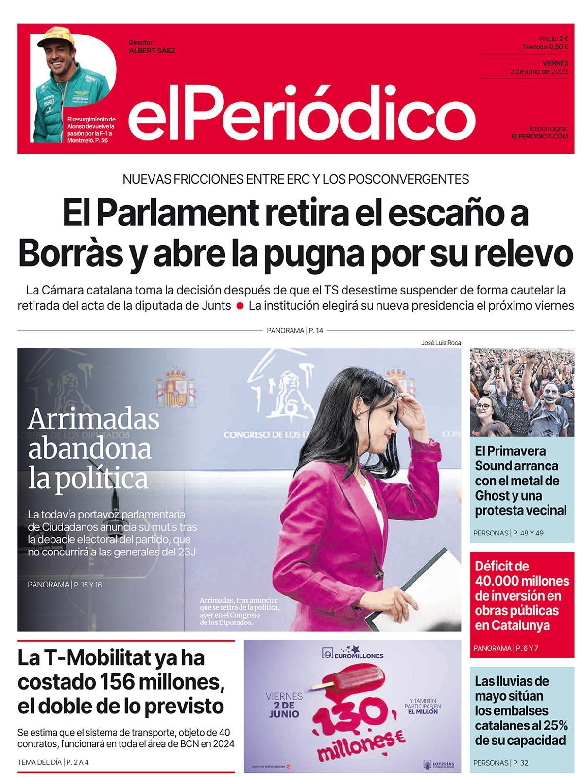 La portada d’EL PERIÓDICO del 2 de juny del 2023