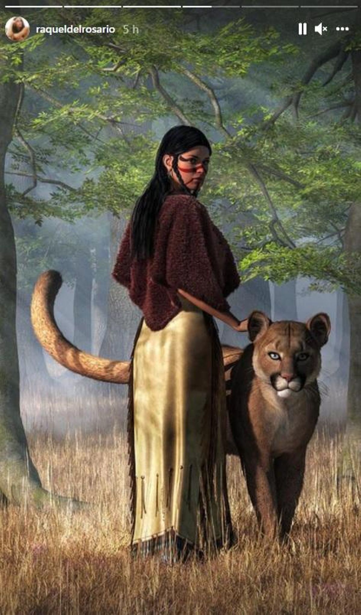 Fotografía de una mujer con un puma compartido por Raquel del Rosario