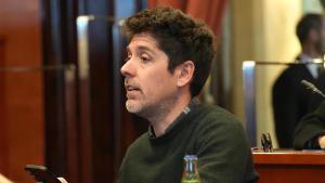 El portavoz de los Comuns en el Parlament, David Cid, este martes en una reunión de la Junta.