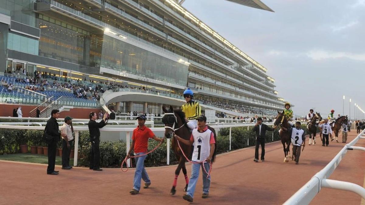 El hipódromo de Meydan, en Dubai, uno de los escenarios que más pisó Diego Armando Maradona cuando disfrutaba de su pasión por los purasangres.