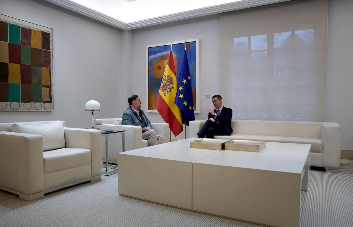 Pedro Sánchez y Oriol Junqueras, en Moncloa.