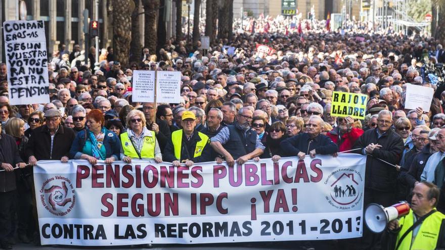 Protesta en València por las pensiones