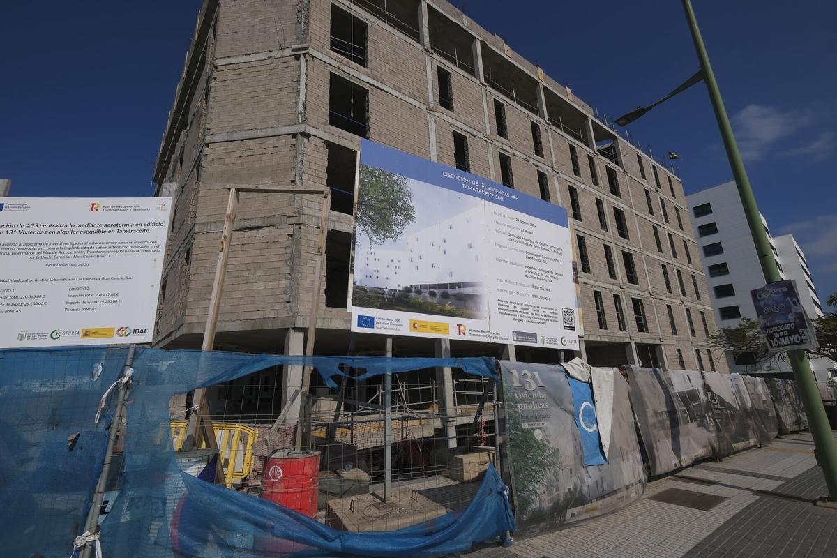 Obras de las 131 viviendas de alquiler asequible en Tamaraceite
