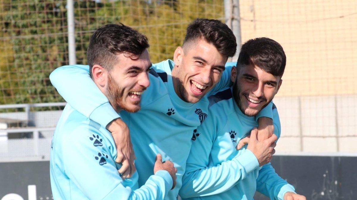 Campuzano, Marc Roca y Luis López, enun entranamiento del Espanyol de esta semana.