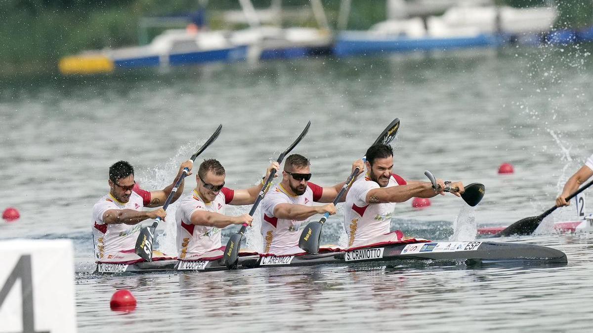 Carlos Arévalo, oro en el K4 500 de los Juegos Europeos de Cracovia