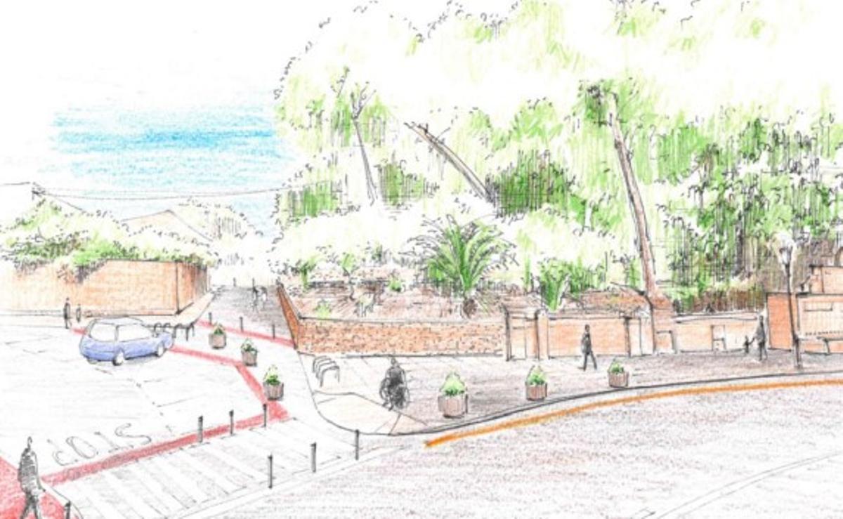 Dibujo de la actuación prevista en el entorno de la Font dels 25 Dolls de Xàtiva.