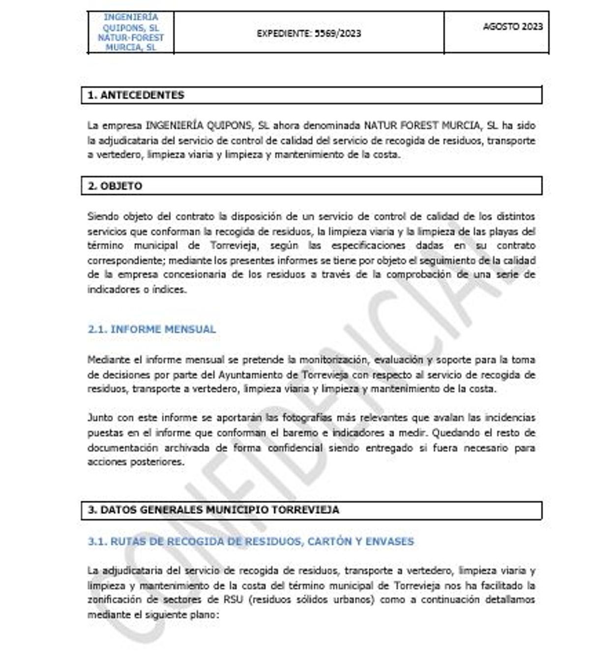 Extracto del informe mensual de la auditora del mes de agosto