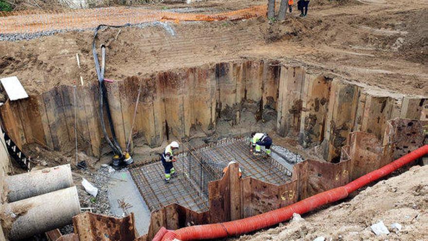 Una de les arquetes que s&#039;estan construint per connectar les canonades que el temporal Gloria va arrossegar