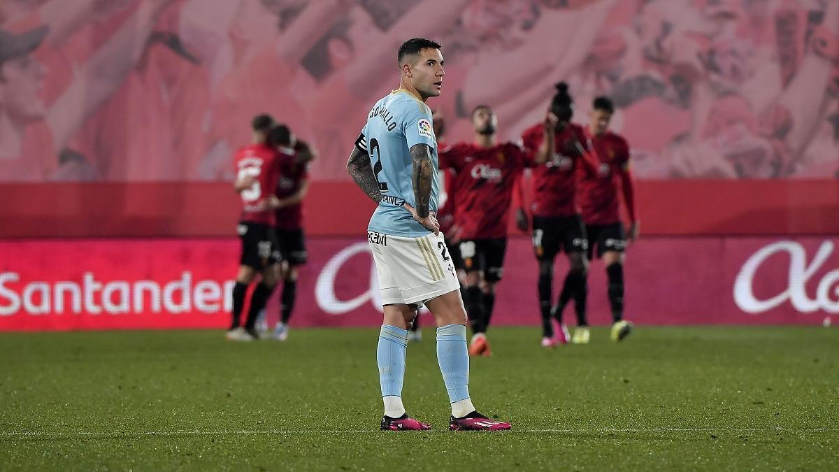 Hugo Mallo, durante el partido de la semana pasada contra el Mallorca